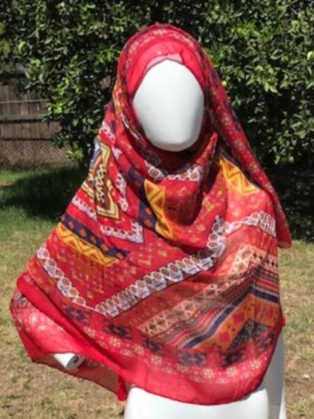 Red Tribal Print Fashion Scarf Beach Sarong Headscarf